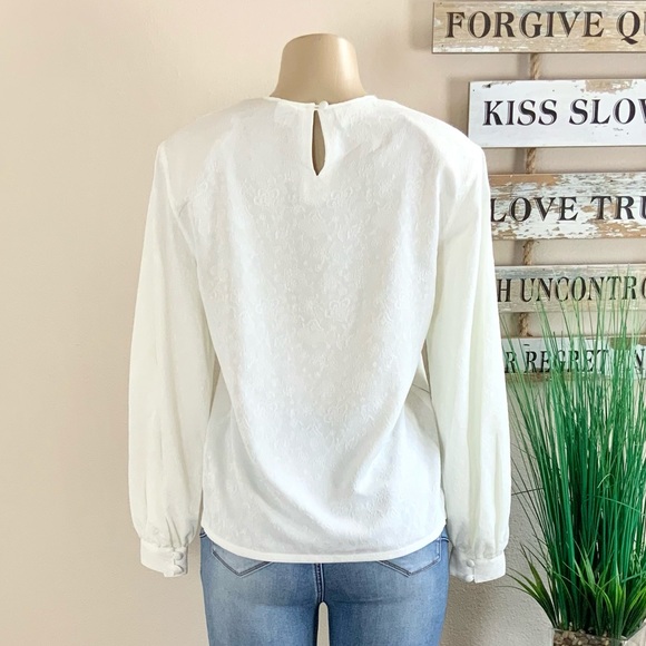 LIZ CLAIBORNE | Vintage 80's Button Up Blouse Sz 4 White - Picture 3 of 8